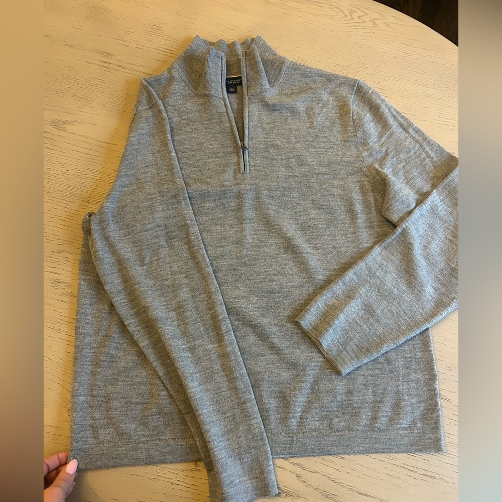 Gray Half-Zip Sweater Extra fine Merino